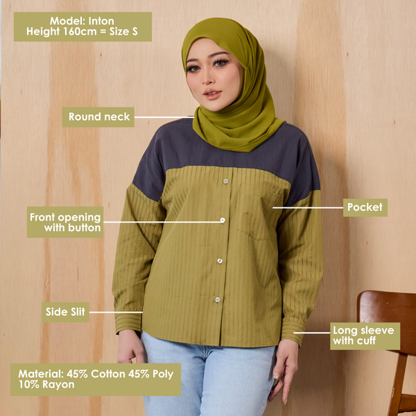 Lainey Blouse - Olive Stripe