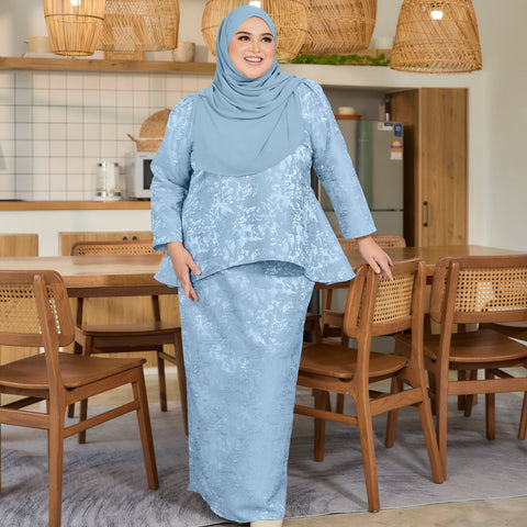 Jaswin Tapered Kurung Set - Light Blue