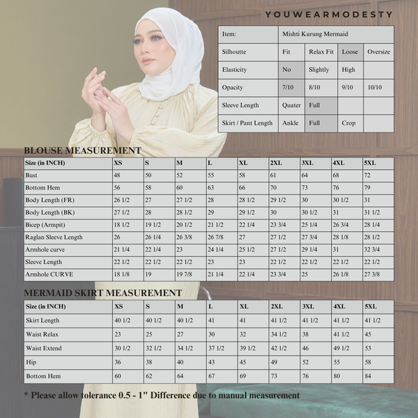 Mishti Kurung Mermaid Set - Soft Yellow