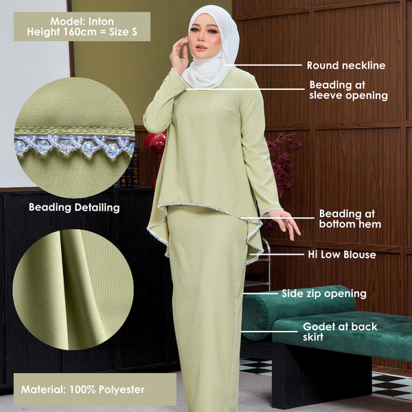 Mahika Kurung Tapered Set - Matcha