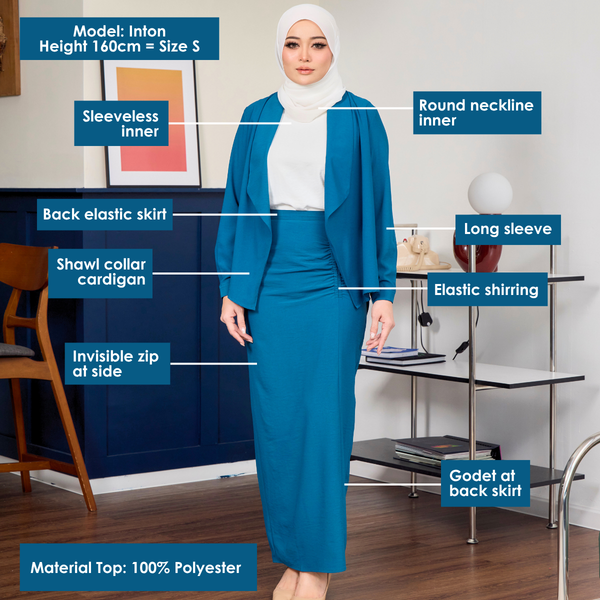 Olivia Elegant 3 Pcs Set - Teal with Off White Inner