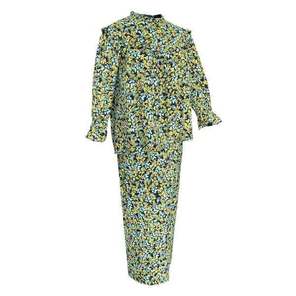 Shamra Kurung Set - Black Mini Flower Print