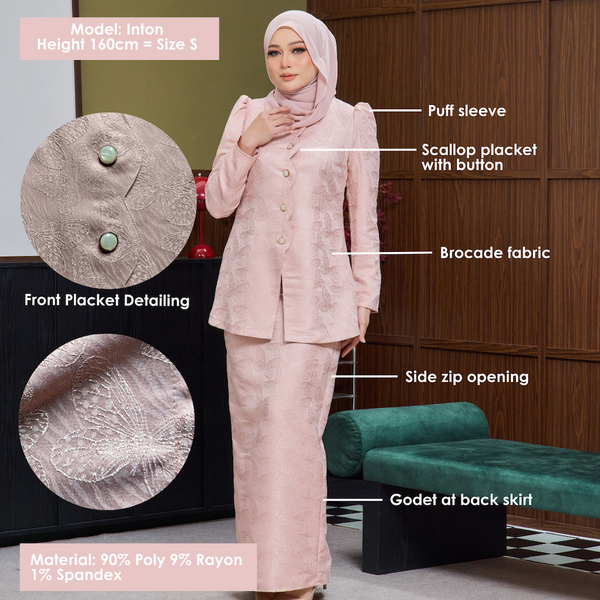 Roshen Tapered Kurung Set - Rose Pink