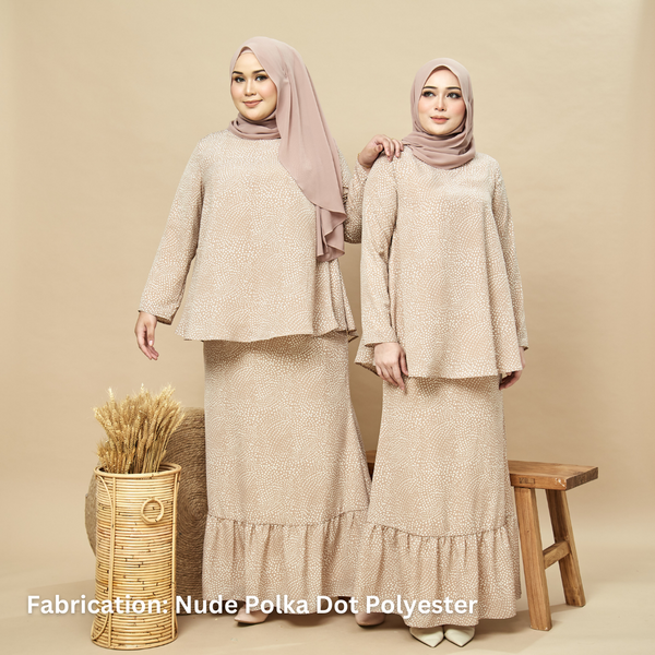 Jawhara Flare Kurung Set – Polka Dot Print
