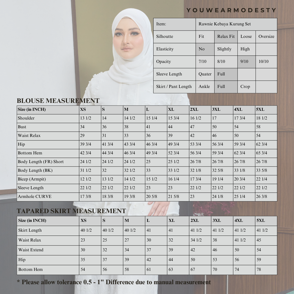 Rawnie Kebaya Kurung Set - Off White