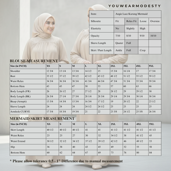 Angie Mermaid Kurung Set - Sage Green