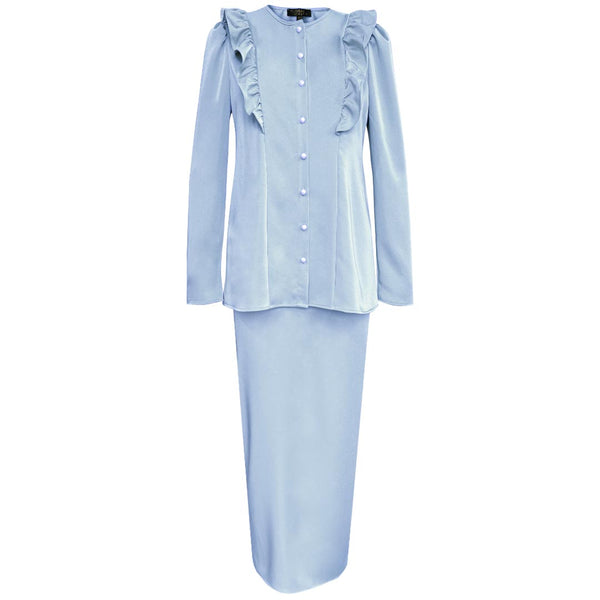 Amadi Ruffle Satin Kurung Set