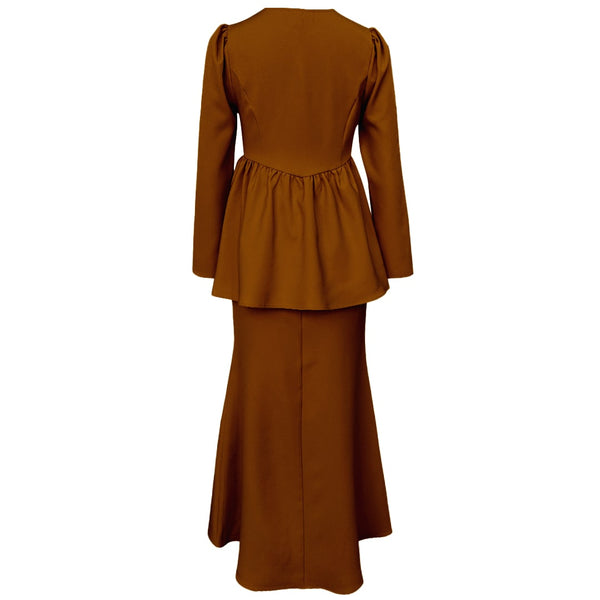 Orkid Kurung Mermaid Set - Dark Brown