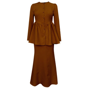 Orkid Kurung Mermaid Set - Dark Brown