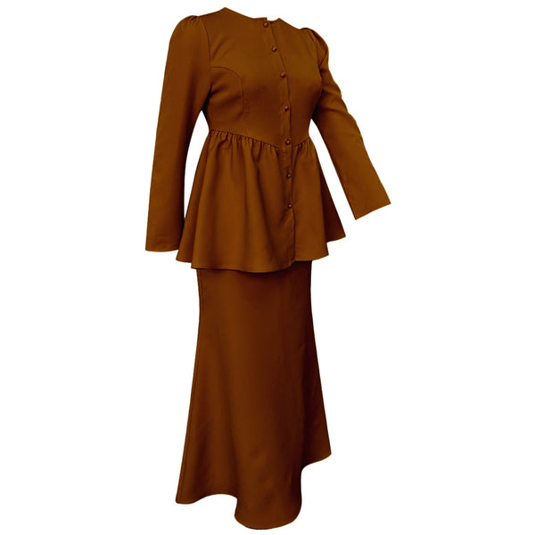 Orkid Kurung Mermaid Set - Dark Brown