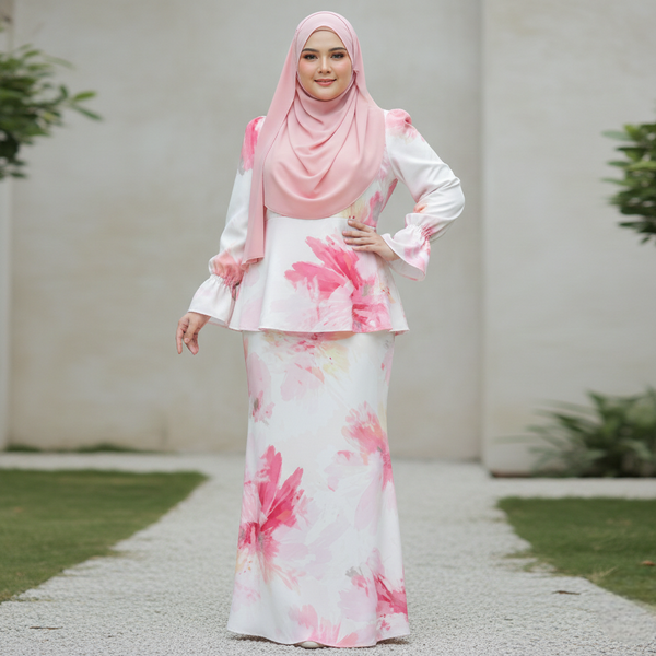 Allamanda 3.0 Kurung Mermaid Set - Pink Flower