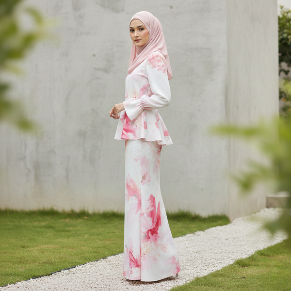 Allamanda 3.0 Kurung Mermaid Set - Pink Flower