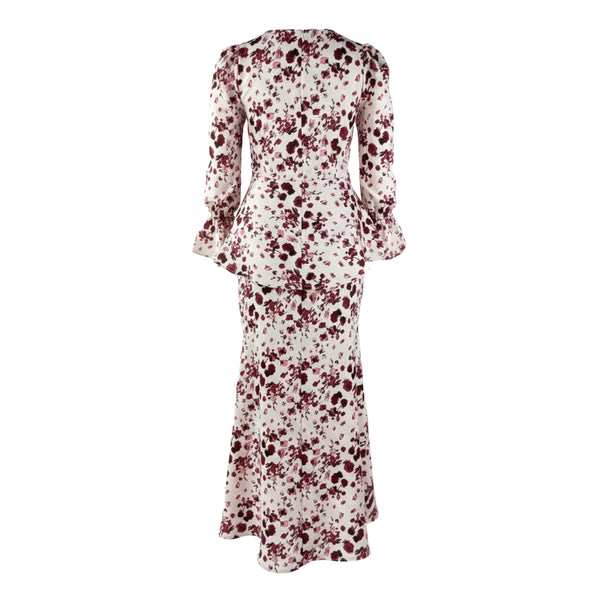 Allamanda 3.0 Kurung Mermaid Set - Maroon Flower