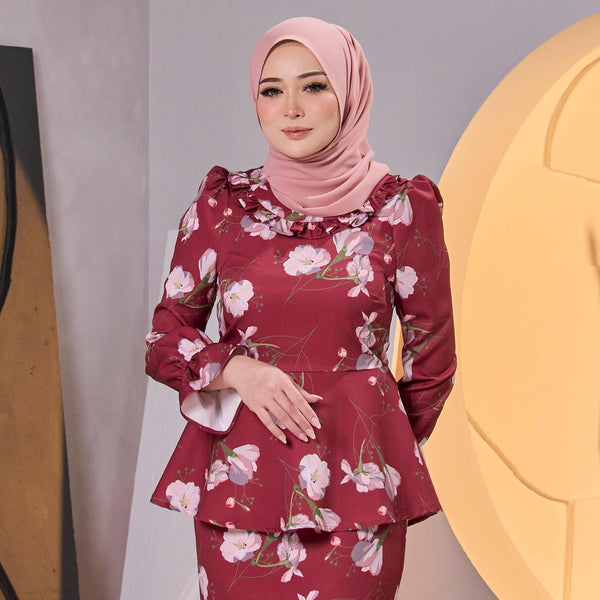 Allamanda Kurung Mermaid Set - Royal Maroon