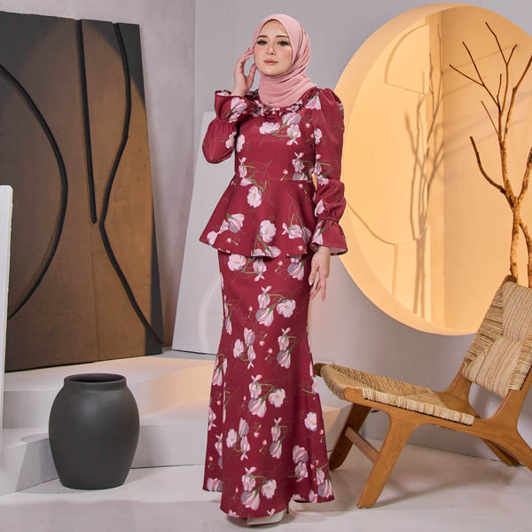 Allamanda Kurung Mermaid Set - Royal Maroon