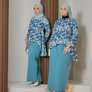 Rosa Kurung Tapered Set - Teal