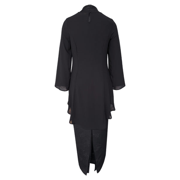 Petra Brocade Maxi Dress - Black