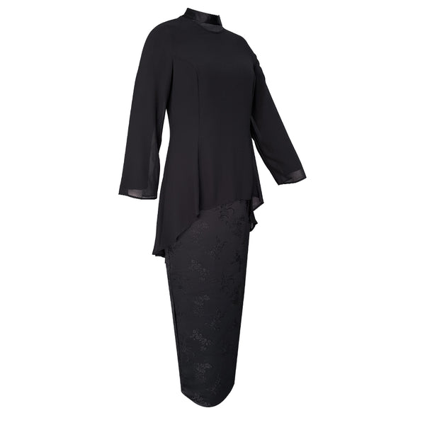 Petra Brocade Maxi Dress - Black
