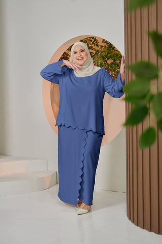 Detura Embroidery Kurung Set - Blue