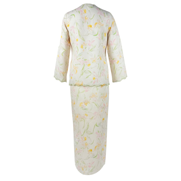 Detura 3.0 Embroidery Kurung Set - Beige Yellow Floral (PREORDER)