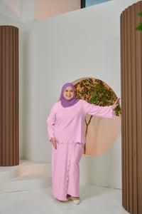 Detura Embroidery Kurung Set - Dusty Lilac