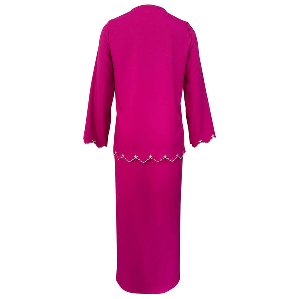 Detura Embroidery Kurung Set - Fuchsia