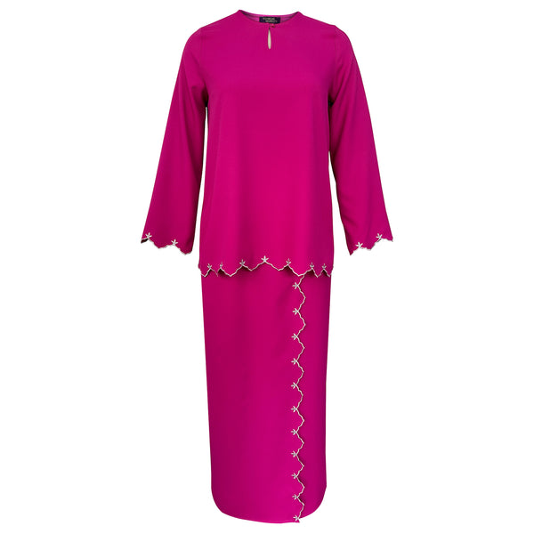 Detura Embroidery Kurung Set - Fuchsia