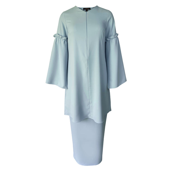 Timur Tunic Tapered Kurung Set - Baby Blue