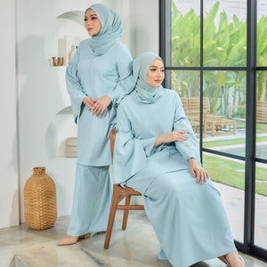 Timur Tunic Tapered Kurung Set - Baby Blue