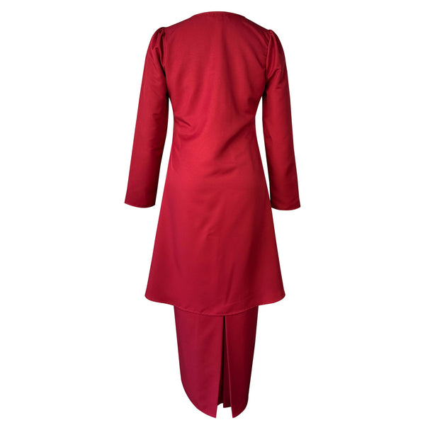 Eldar Tunic Tapered Kurung Set - Maroon