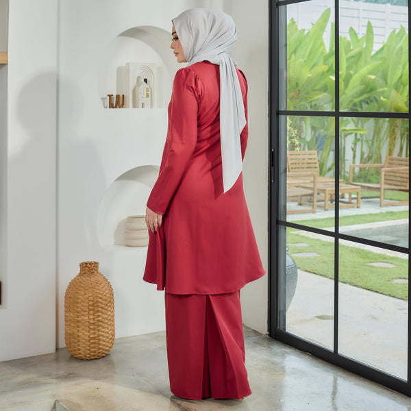 Eldar Tunic Tapered Kurung Set - Maroon