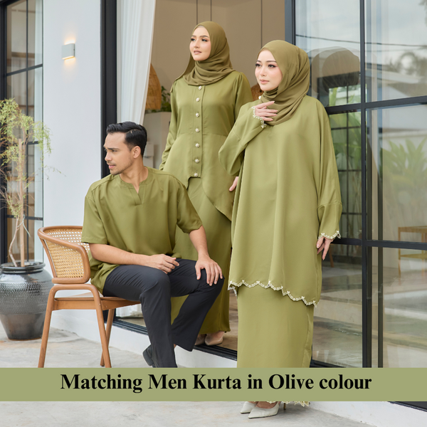 Eldar Tunic Tapered Kurung Set - Olive