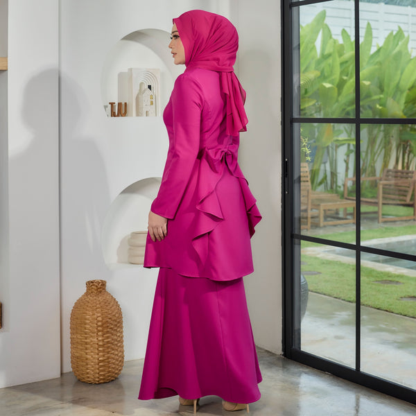 Lunar Mermaid Kurung Set - Fuchsia