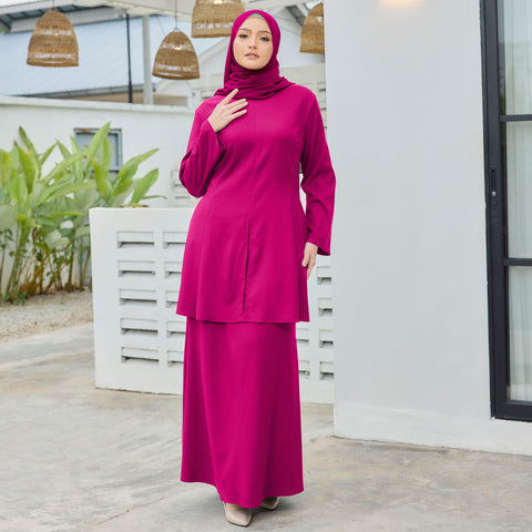 Lunar Mermaid Kurung Set - Fuchsia