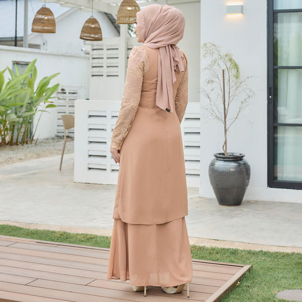 Dily Lace Mermaid Kurung Set - Tan