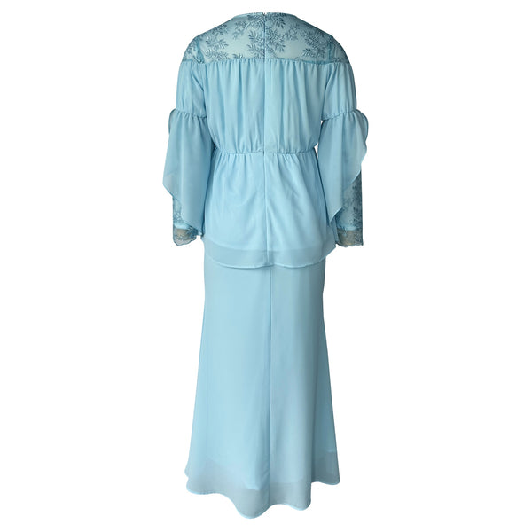 Milya Lace Mermaid Kurung Set - Baby Blue