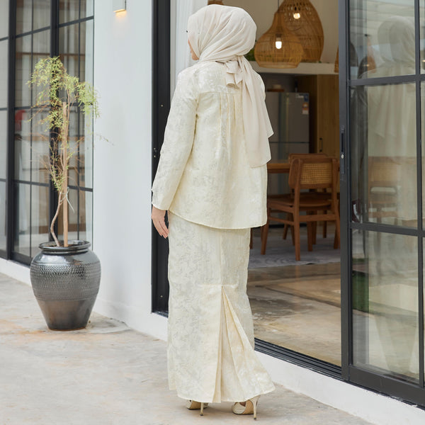 Ishan Tapered Kurung Set - Cream