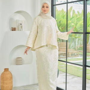 Ishan Tapered Kurung Set - Cream