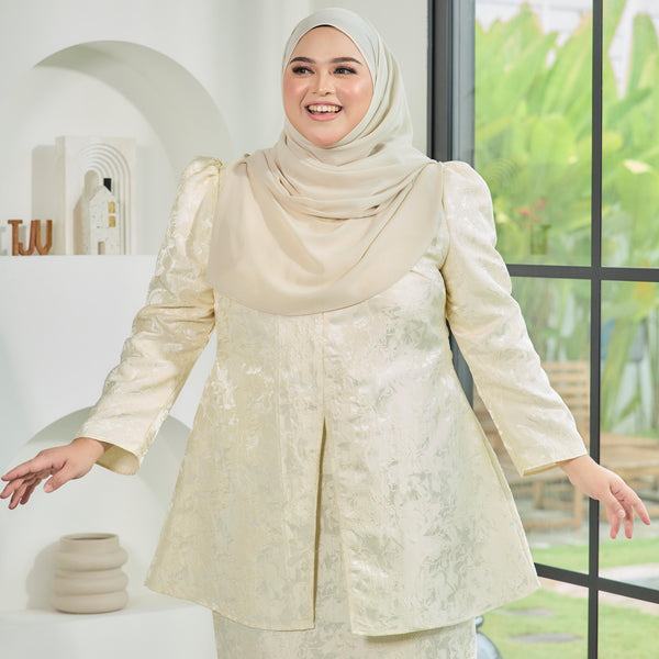 Rucci Tapered Kurung Set - Cream