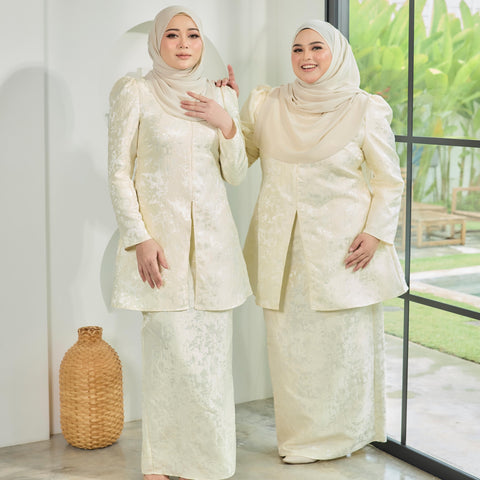 Rucci Tapered Kurung Set - Cream