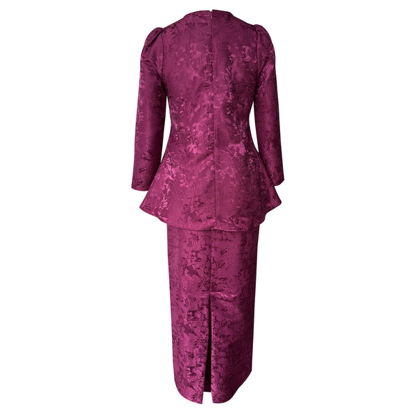 Jaswin Tapered Kurung Set - Berry Purple