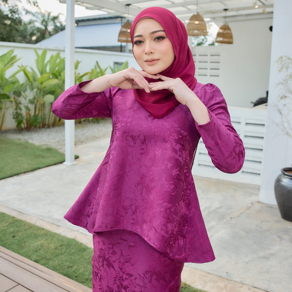 Jaswin Tapered Kurung Set - Berry Purple