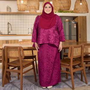 Jaswin Tapered Kurung Set - Berry Purple