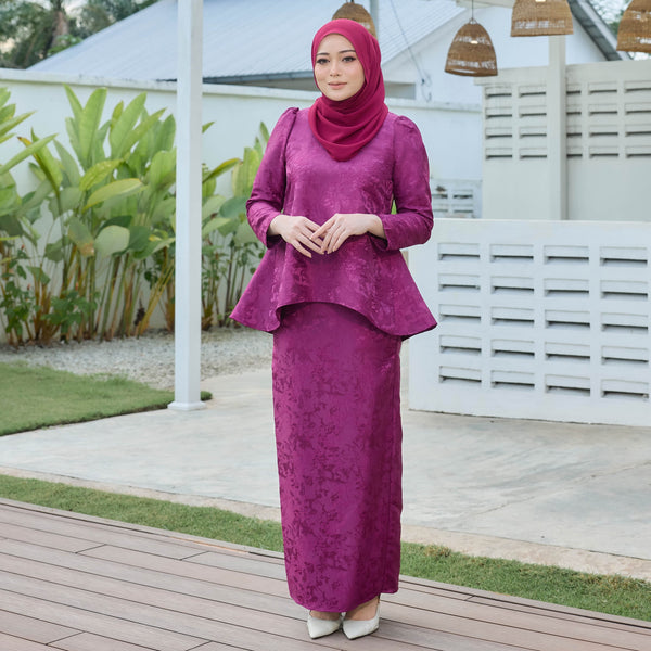 Jaswin Tapered Kurung Set - Berry Purple