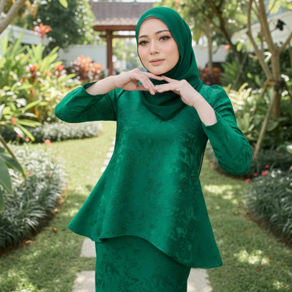 Jaswin Tapered Kurung Set - Green