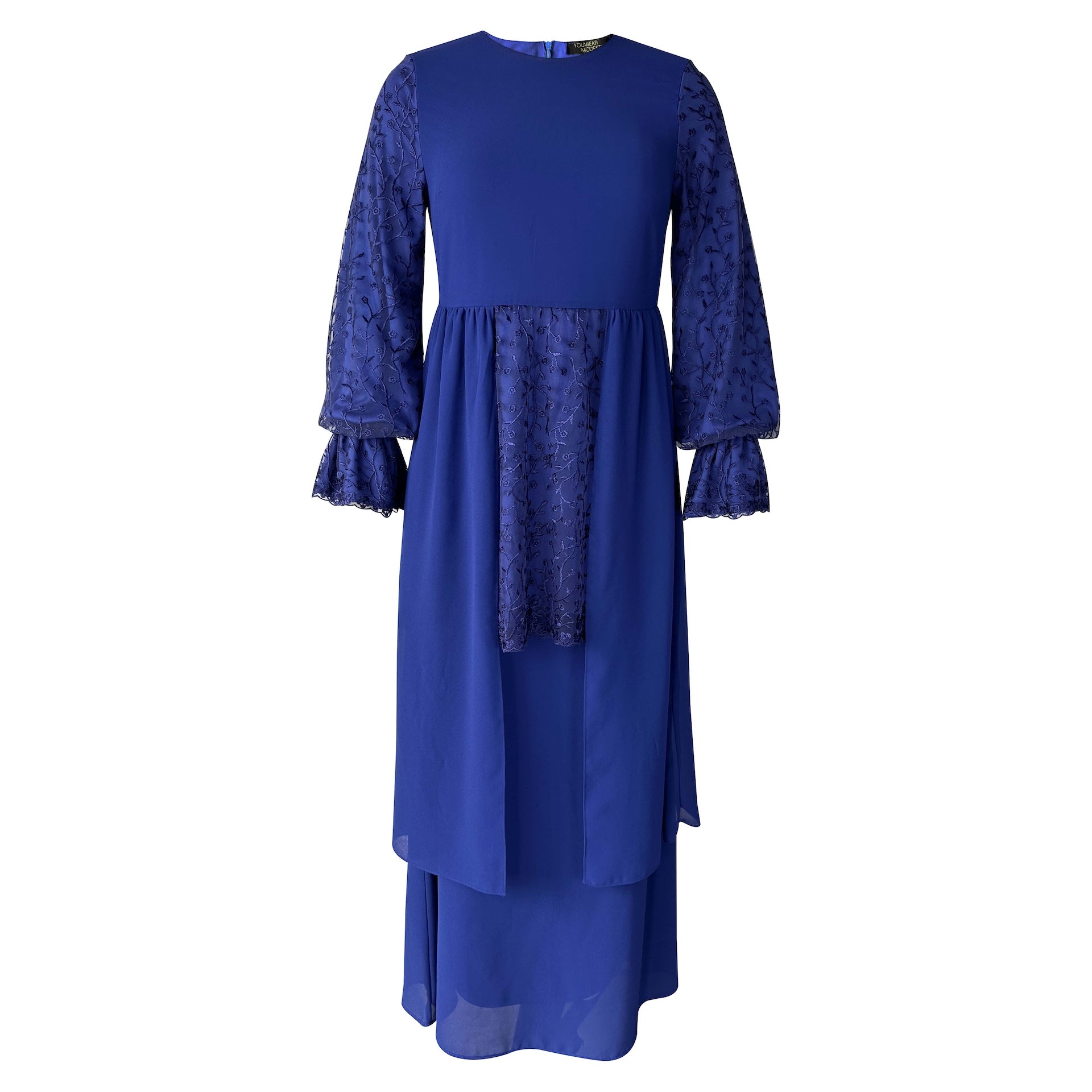 Sapna Lace Mermaid Kurung Set - Royal Blue