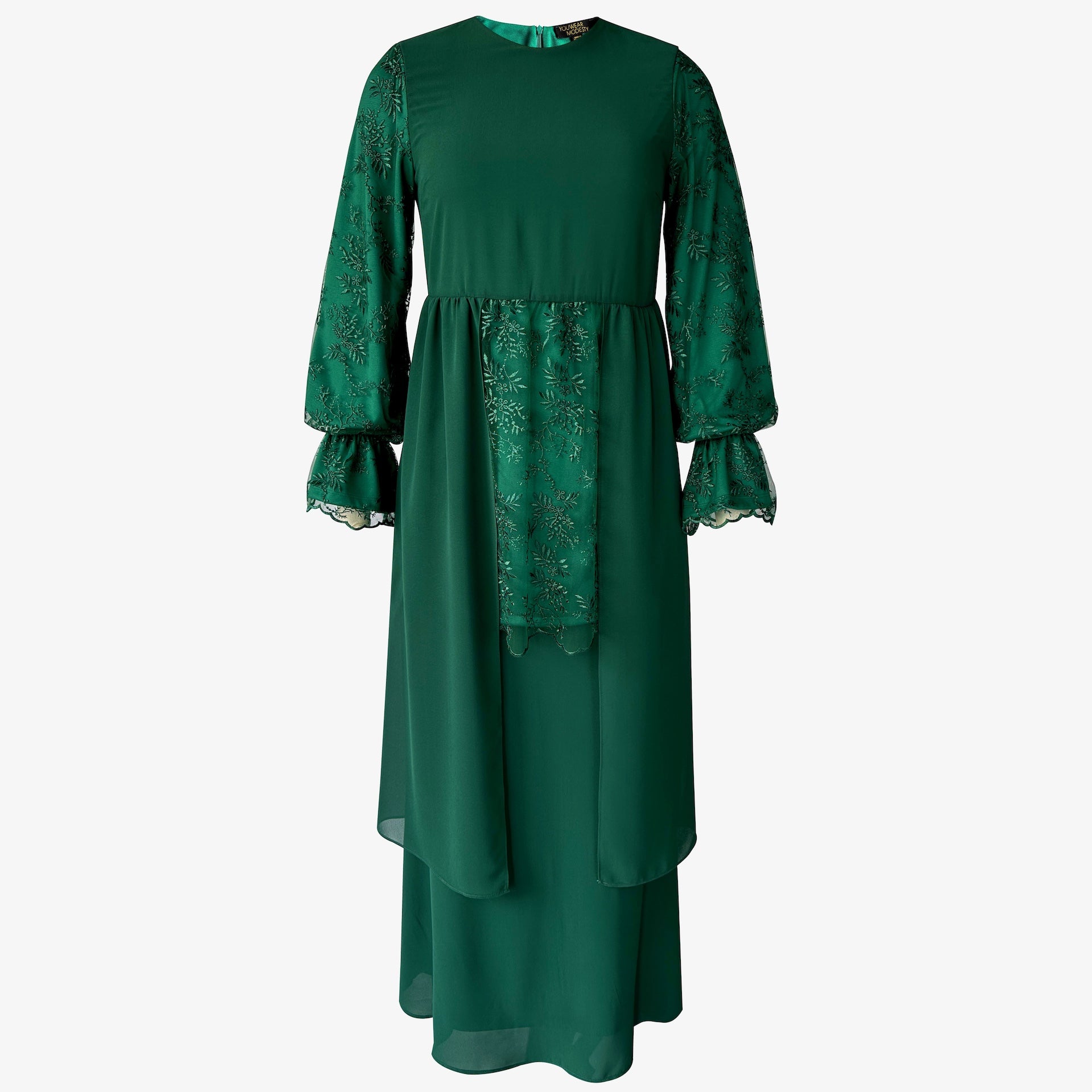 Sapna Lace Mermaid Kurung Set - Emerald Green