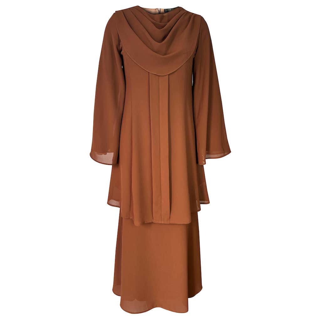 Mehra Mermaid Kurung Set - Chocolate/Rich Brown