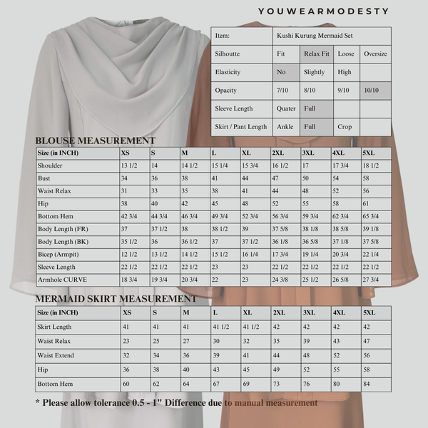 Mehra Mermaid Kurung Set - Chocolate/Rich Brown