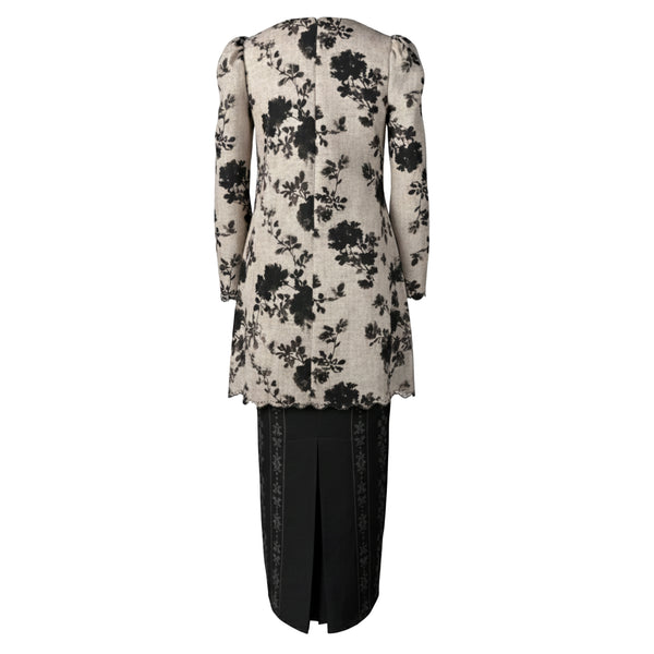 Serena Tunic Kurung Tapered Set - Brown/Black Floral